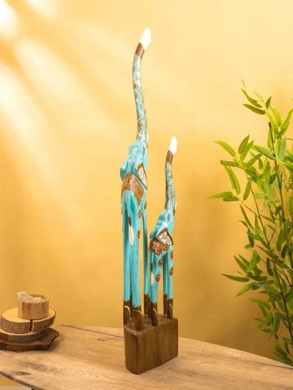 Сувенир Сувенир "Слоны" дерево 20х12х100 см, цв. бирюзовый