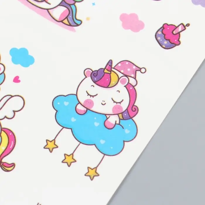 Переводные тату на тело цветные «Радужные единороги», 14×7.5 см