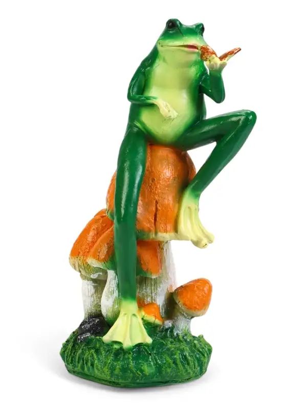 Садовая фигура из полистоуна &laquo;Лягушка с бабочкой&raquo;, 39&times;14&times;14 см