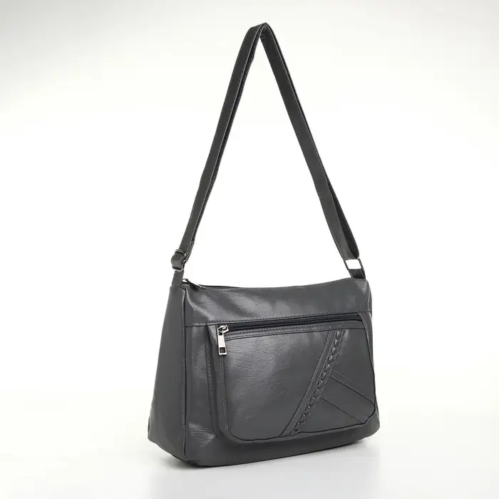 Сумка женская кросс-боди на молнии, 28&times;10&times;20 см, серая