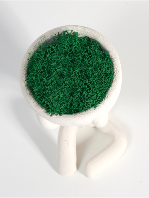 Кашпо бетонное  Кашпо бетонное "Мистер Грин" со мхом 6,7*6*6,5 см белый (мох зеленый стабилизированный)