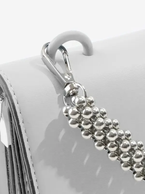 Ручка для сумки, шнур из бусин, 28 см, цвет серебряный