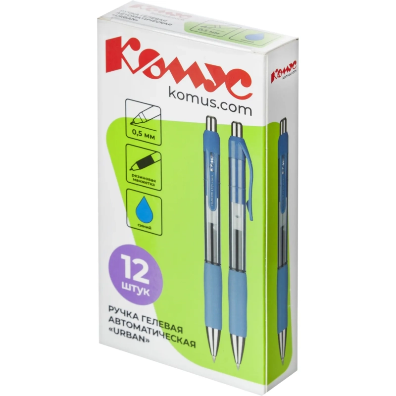 Ручка гелевая автомат. Комус Urban, синий ст., автом., с манжеткой