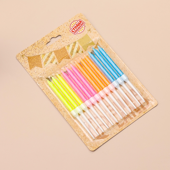 Свечи для торта "Неон", 14 см, разноцветные, 30 шт