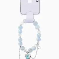 Браслет с подвесками &laquo;Сахарный. Сердце текучее&raquo;, d=6 см, шар № 10/8, голубой в серебре