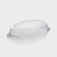 Утятница Paşabah&ccedil;e, 2.6/1.3 л, с крышкой-формой, овальная, жаропрочное стекло, прозрачная