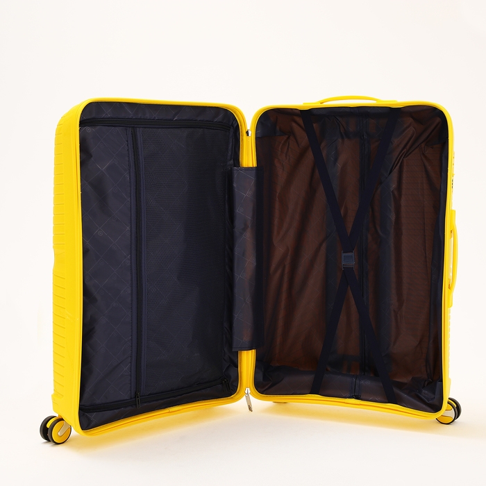 Чемодан большой 100 л (L), отдел на молнии, кодовый замок, 4 колеса, цвет жёлтый Чемодан большой 100 л (L), отдел на молнии, кодовый замок, 4 колеса, цвет жёлтый
