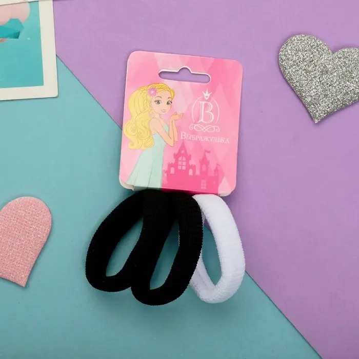 Резинки для волос «Махрушка спорт», набор 3 шт., классика, 4 см, чёрно-белая