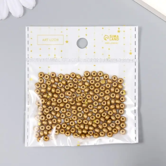 Бисер стекло 6/0  Бисер стекло 6/0 "Золотой" 15 гр МИКС