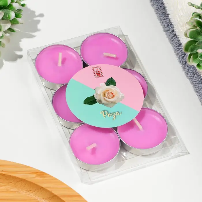 Набор свечей чайных ароматических, 6 шт, роза Набор свечей чайных ароматических, 6 шт, роза