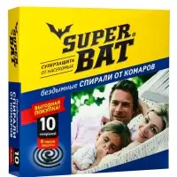 Спирали от комаров SuperBat, черные, бездымные, 10 шт.