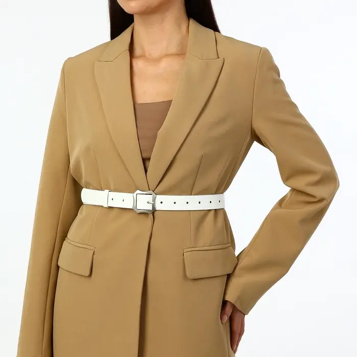 Ремень женский с винтом, 110&times;2.5 см, матовая классическая пряжка металл, белый