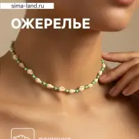 Ожерелье с ракушками &laquo;Халия&raquo;, длина 35 см, зелёное