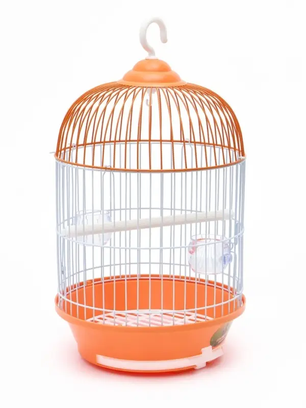 Клетка для птиц круглая укомплектованная Bd-4/2, 23.5&times;33 см, оранжевая