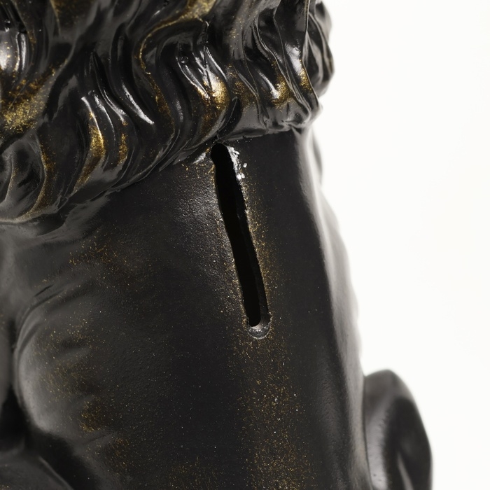 Копилка Копилка "Лев с короной и шаром сидит" черный с позолотой, 23см