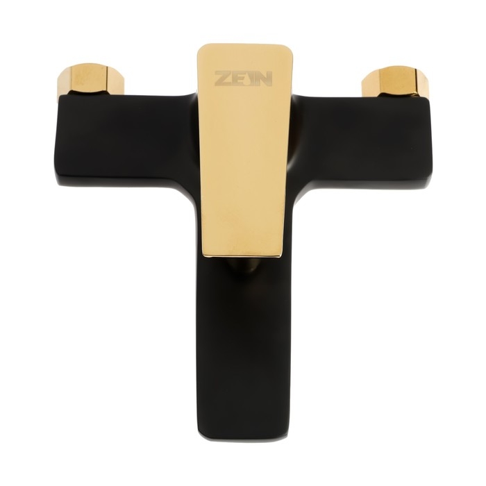 Смеситель для ванны ZEIN Z3890, однорычажный, лейка 5 режимов, шланг, держатель, черный/gold   99322 Смеситель для ванны ZEIN Z3890, однорычажный, лейка 5 режимов, шланг, держатель, черный/gold   99322