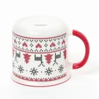 Кружка новогодняя Доляна &laquo;Орнамент с ёлками&raquo;, 355 мл, фарфор, белая, красная