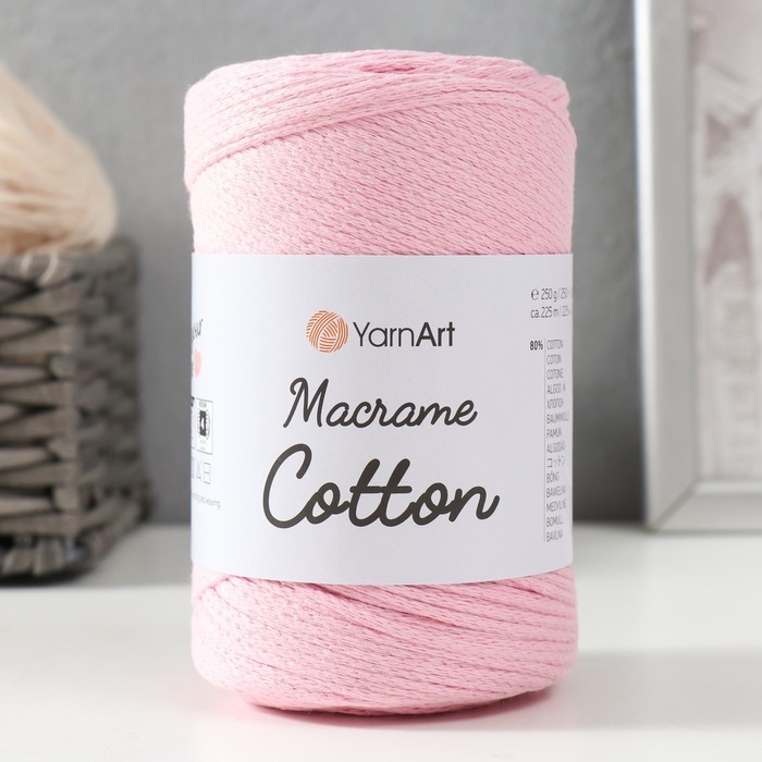 Пряжа  Пряжа "Macrame Cotton" 20% полиэстер, 80% хлопок 225м/250гр (762 пудра)