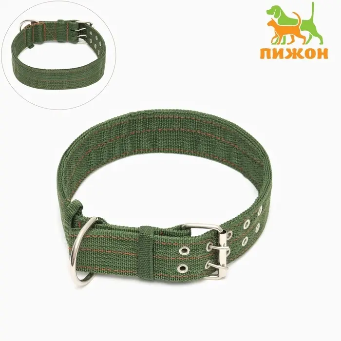 Ошейник четырехслойный, 80&times;4.9 см, ОШ 65-75 см, полиэстер, зелёный
