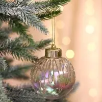 Ёлочные игрушки &laquo;Фейерверк&raquo;, шары новогодние, d=8 см, набор 2 шт., золотистый