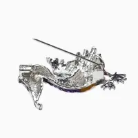 Брошь &laquo;Птица&raquo; пеликан, цветная в серебре