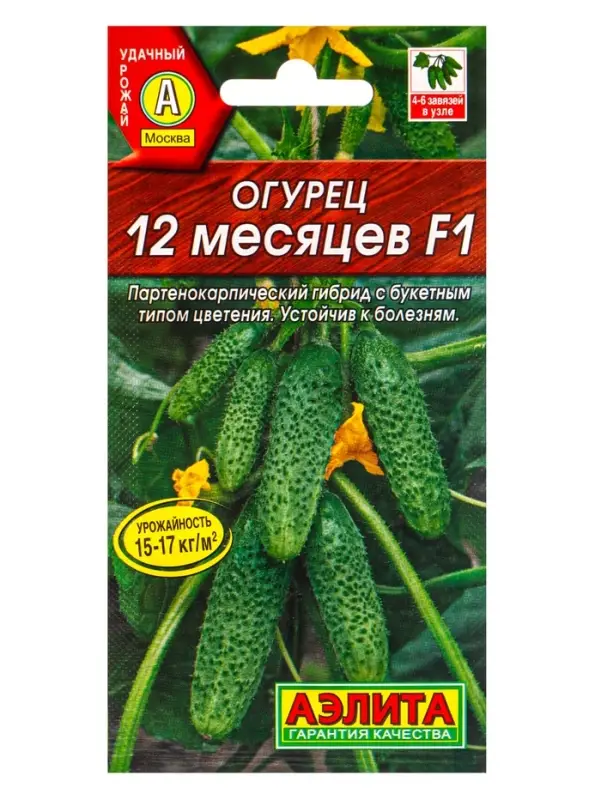 Семена огурца "12 месяцев", F1, 10 шт.
