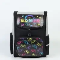 Ранец с эргономичной спинкой квадратный с доп. элементами "Gamer"