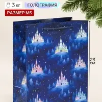 Пакет подарочный ламинированный &laquo;С Новым годом&raquo;, замок, голография, МS, 18&times;23&times;10 см
