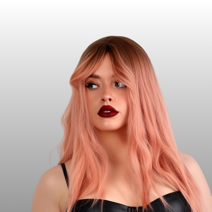 Парик искусственный, с чёлкой, имитация кожи, 60 см, цвет русый/пепельно-розовый Парик искусственный, с чёлкой, имитация кожи, 60 см, цвет русый/пепельно-розовый