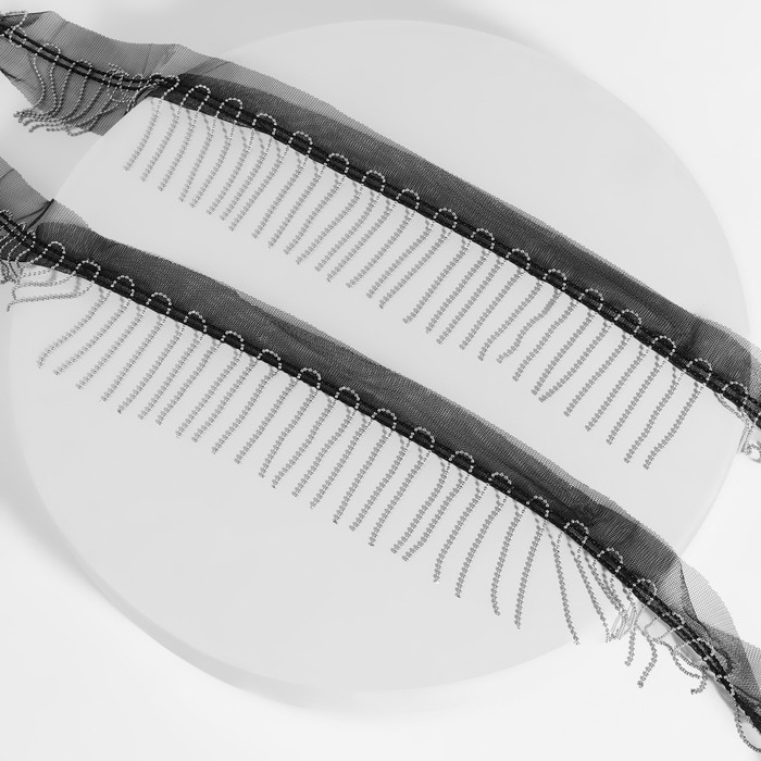 Тесьма металлизированная «Бахрома», 5 см, 4,5 ± 0,5 м, цвет чёрный Тесьма металлизированная «Бахрома», 5 см, 4,5 ± 0,5 м, цвет чёрный