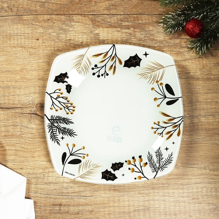 Новый год. Тарелка стеклянная «Время чудес», 20 см Новый год. Тарелка стеклянная «Время чудес», 20 см