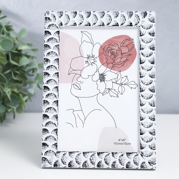 Фоторамка пластик 10х15 см Фоторамка пластик 10х15 см "Фазы Луны" белая с чёрным 17,5х12,3 см