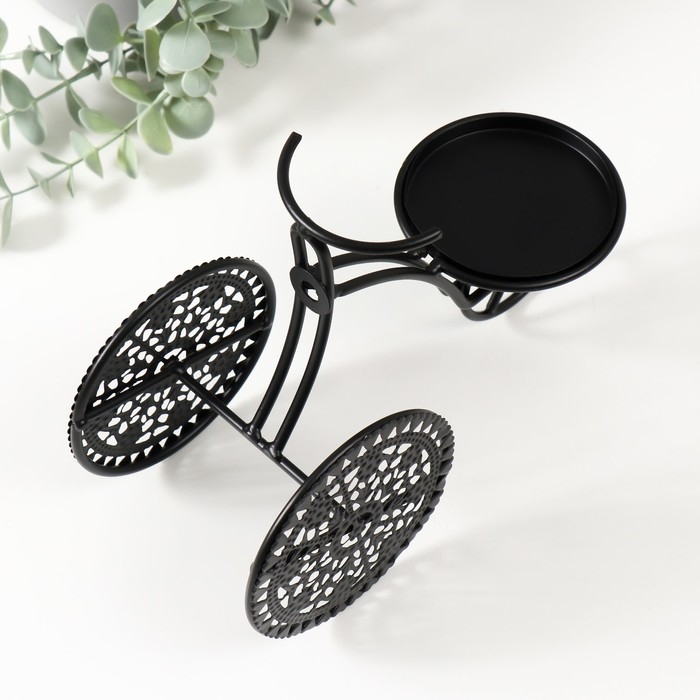 Подсвечник металл на1 свечу "Трёхколёсный велосипед" d=8 см чёрный 23х11,5х16 см