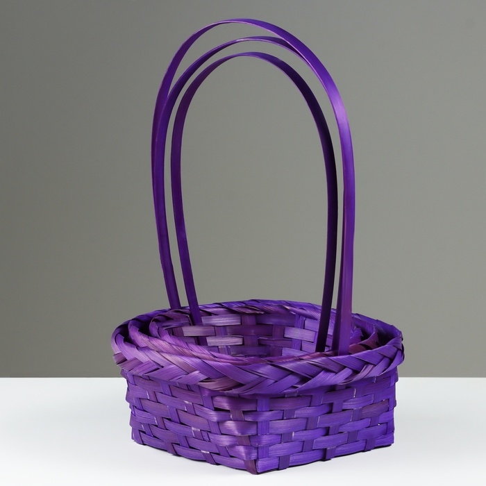 Набор корзин плетеных, D19x9/32 см, D22x9,5/34 см, D25x10/36 см, 3шт, фиолетовые, бамбук Набор корзин плетеных, D19x9/32 см, D22x9,5/34 см, D25x10/36 см, 3шт, фиолетовые, бамбук