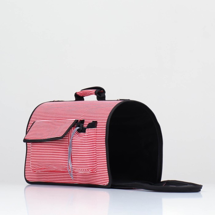 Сумка - переноска для животных Сумка - переноска для животных "Полоски" с органайзером, розовая, размер M, 40 х 26 х 20 см
