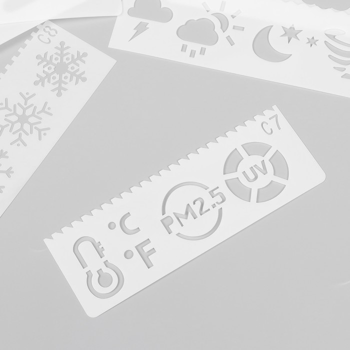 Трафарет с фигурным краем "Синоптик" набор 8 шт 17х6 см