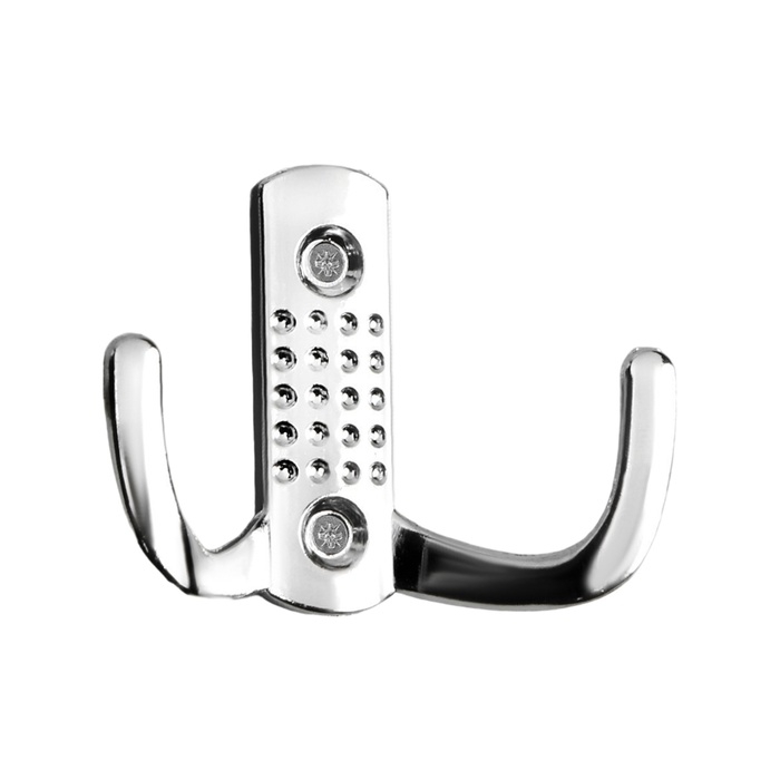 Крючок мебельный ТУНДРА TKD011, двухрожковый, хром Крючок мебельный ТУНДРА TKD011, двухрожковый, хром