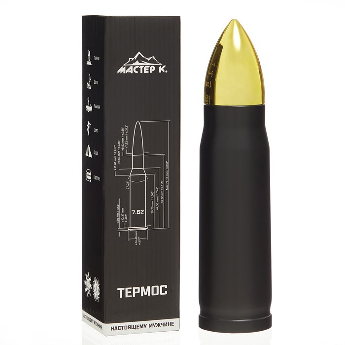 Термоc, 450 мл, Пуля Термоc, 450 мл, Пуля "Мастер К", 28 х 7 см, чёрный