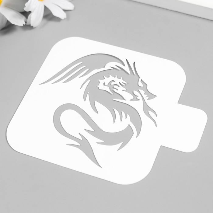 Трафарет для татуировки Трафарет для татуировки "Дракон, пламя" 9х9 см