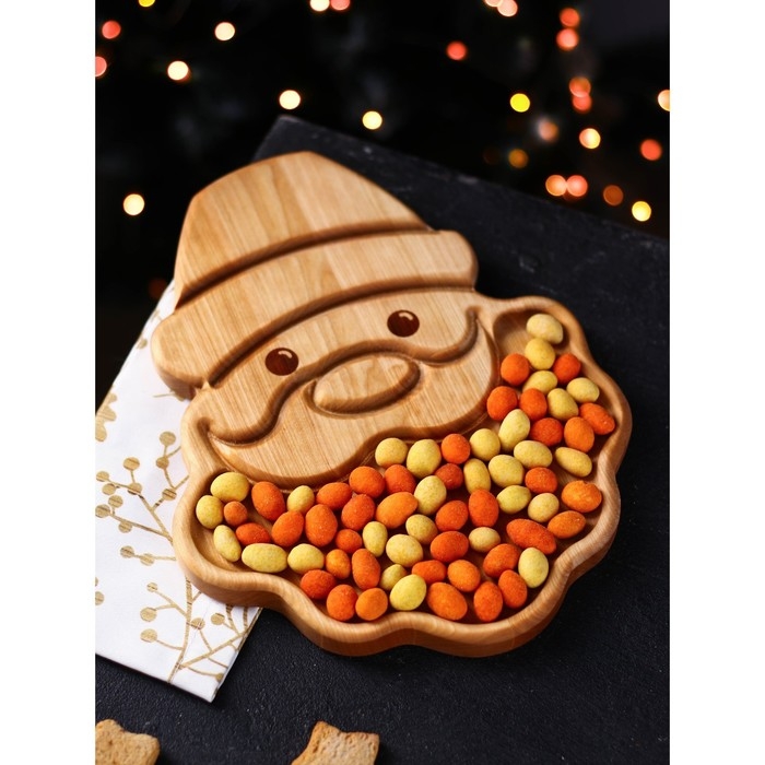 Менажница Adelica «Новогодний Дед Мороз», 28×22×1,8 см, пропитана маслом, берёза Менажница Adelica «Новогодний Дед Мороз», 28×22×1,8 см, пропитана маслом, берёза