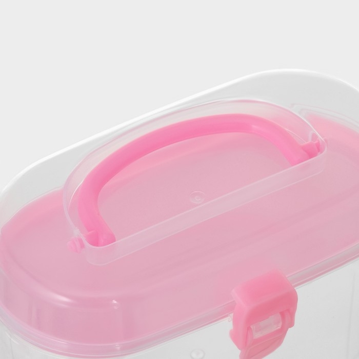 Органайзер для хранения со вставкой, 12×7,5×7,5 см, цвет розовый