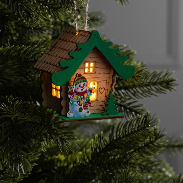 Подвеска световая Подвеска световая "Дом снеговика", 9х5х8.5 см, 1 LED, AG10x3 (в компл.), свечение тёплое белое