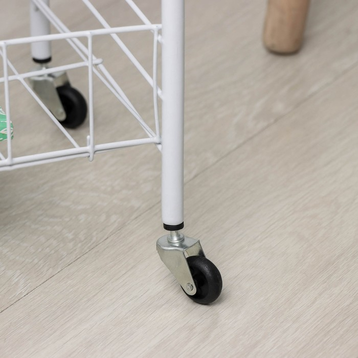 Этажерка напольная 3-х секционная, на колёсиках, 27×36×66 см, цвет белый Этажерка напольная 3-х секционная, на колёсиках, 27×36×66 см, цвет белый