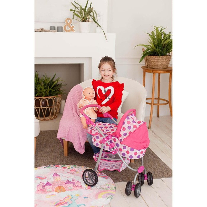 Коляска для кукол зима-лето 2 в 1, регулирует ручка, металлический каркас Коляска для кукол зима-лето 2 в 1, регулирует ручка, металлический каркас