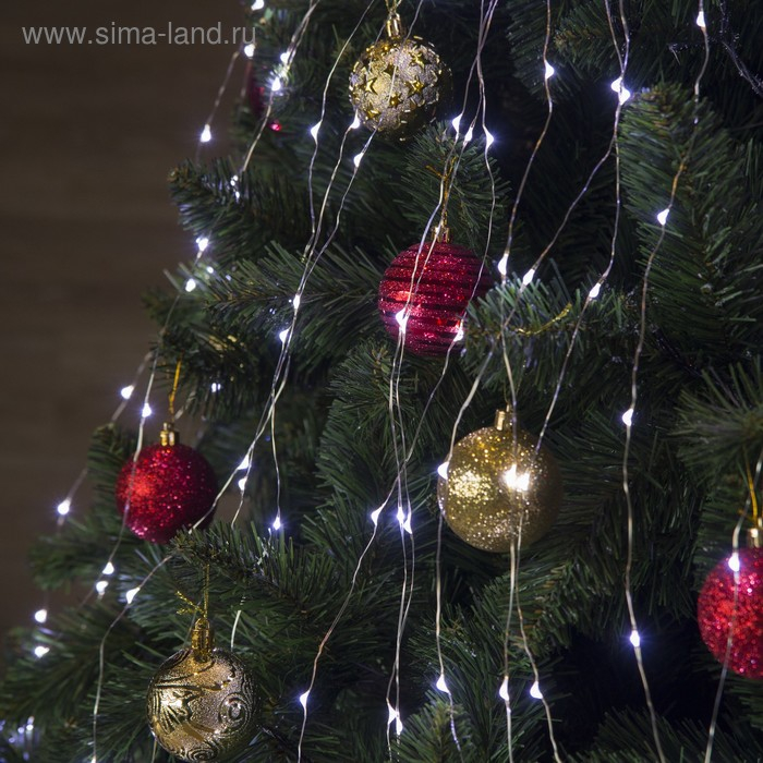 Гирлянда «Конский хвост» 15 нитей по 1.5 м, IP20, серебристая нить, 225 LED, свечение белое, 8 режимов, 12 В