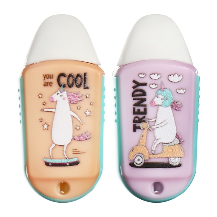 Точилка пластиковая с ластиком MESHU Точилка пластиковая с ластиком MESHU "Unicorn", 1 отверстие, МИКС