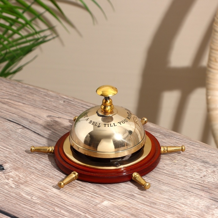 Настольный звонок  Настольный звонок "Штурвал" латунь 15 см