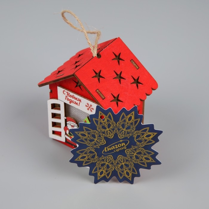 Ёлочная игрушка «Дед Мороз у ёлки», от батареек, свечение тёплое белое Ёлочная игрушка «Дед Мороз у ёлки», от батареек, свечение тёплое белое