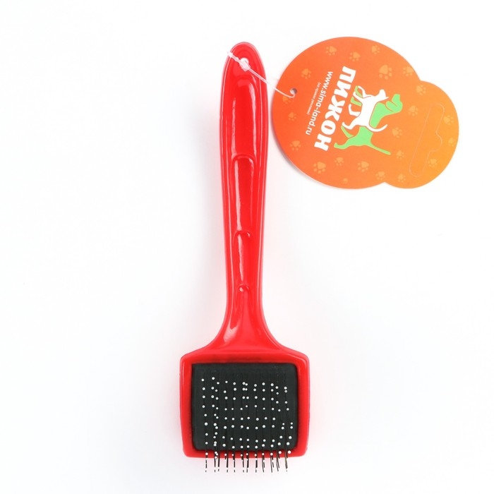 Щётка-пуходёрка малая жесткая с каплями, основание 50х50 мм, красная, Щётка-пуходёрка малая жесткая с каплями, основание 50х50 мм, красная,