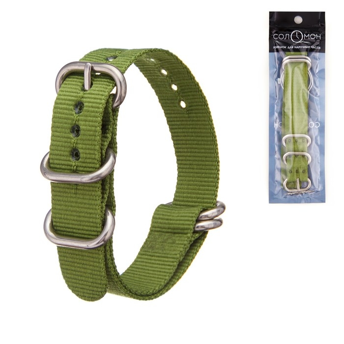 Ремешок для часов Ремешок для часов "Соломон", 18 мм, l-27 см, зеленый